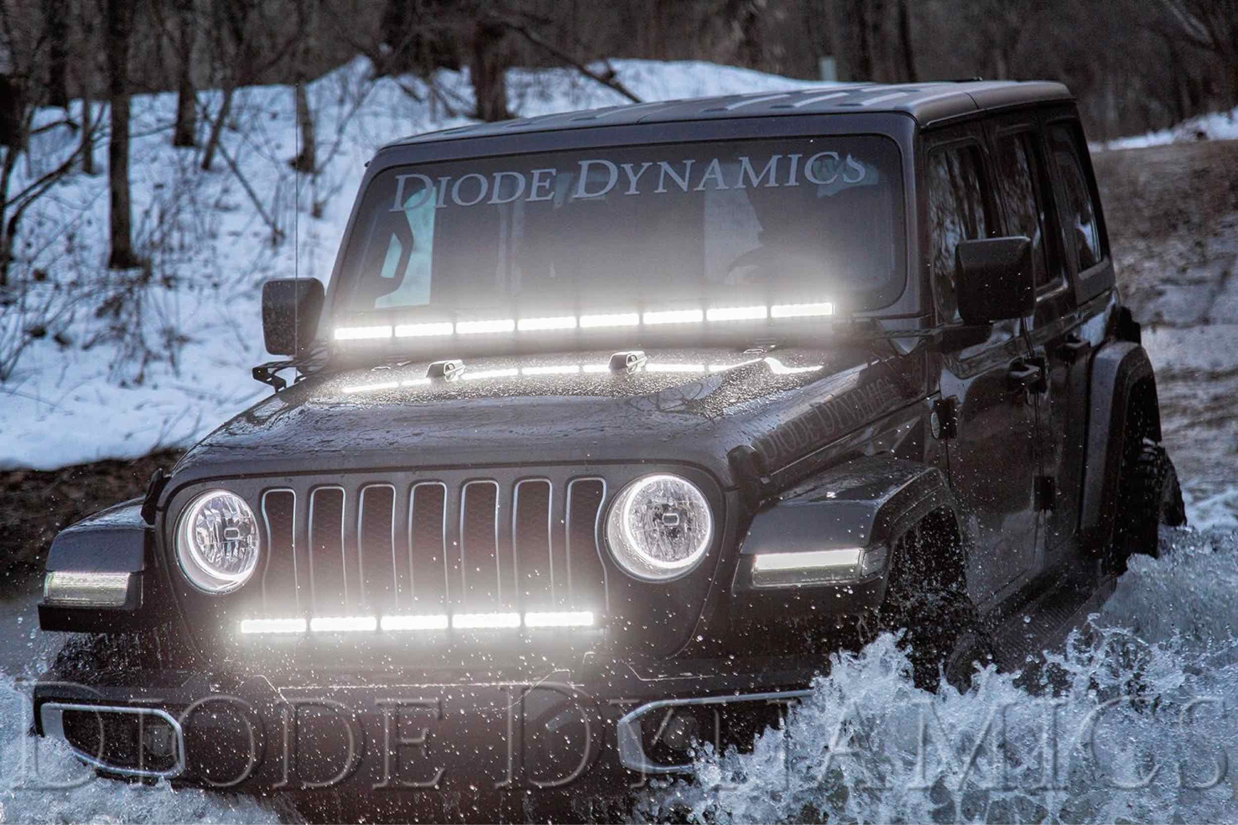 Diode Dynamics Hood Mount LED Light Bar Wrangler JL TRS DD6104